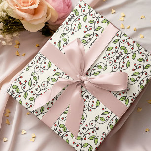 Spring Vines Hand-Drawn Whimsical Botanical Ivory Wrapping Paper