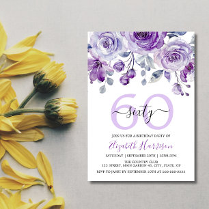 Spring Violet Rose Floral Garden Birthday Invitation