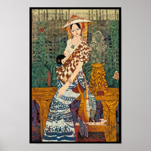 Spring Warmth Chen Yongle oriental lady and child Poster