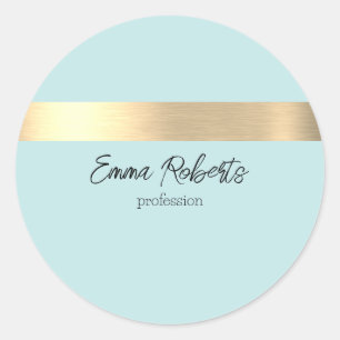 Spring Water Blue Gold Foil Rustic Faux  Classic Round Sticker