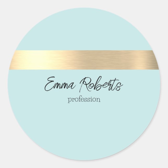 Spring Water Blue Gold Foil Rustic Faux  Classic Round Sticker (Front)