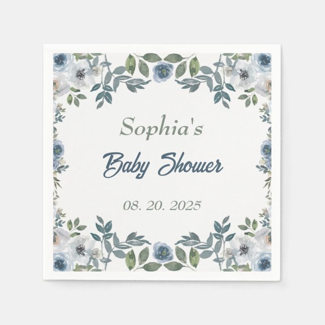 Spring Watercolor Baby Shower Napkin (Front)