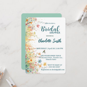 Spring Watercolor Birds Floral Monogram Wildflower Invitation