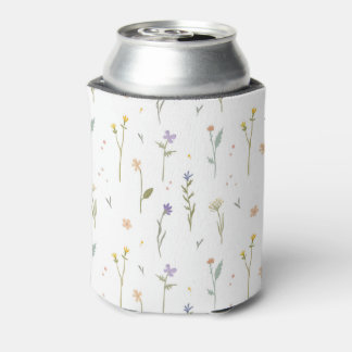 Spring Watercolor Botanical Blooming Seamless Can Cooler