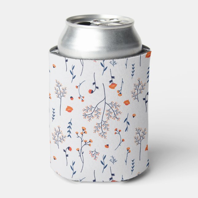 Spring Watercolor Botanical Blooming Seamless Can Cooler (Can Front)