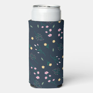 Spring Watercolor Botanical Blooming Seamless Seltzer Can Cooler