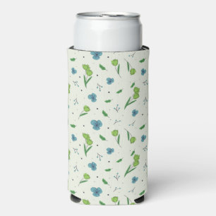 Spring Watercolor Botanical Blooming Seamless Seltzer Can Cooler