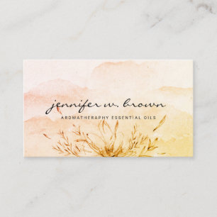 Spring Watercolor botanical Essential Oils Leafy Business Card