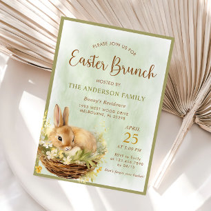 Spring Watercolor Bunny Easter Brunch Invitation