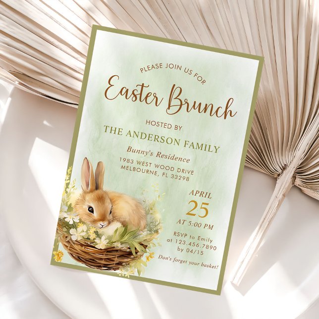 Spring Watercolor Bunny Easter Brunch Invitation (Creator Uploaded)