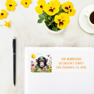 Spring Watercolor Chimpanzee Return Address Label