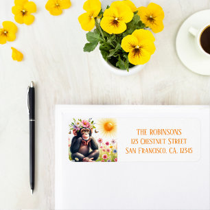 Spring Watercolor Chimpanzee Return Address Label
