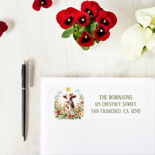 Spring Watercolor Cow Return Address Label