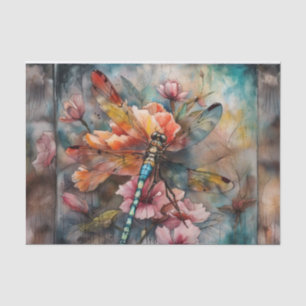 Spring Watercolor Dragonfly Decoupage Paper