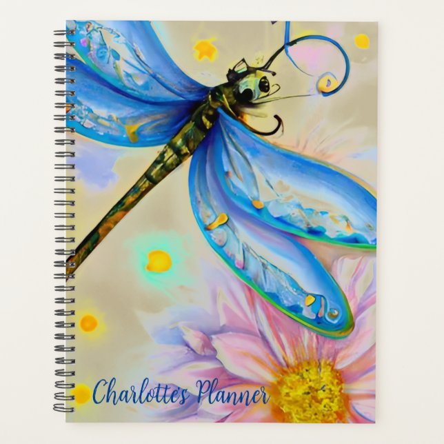 Spring Watercolor Dragonfly, Planner (Front)