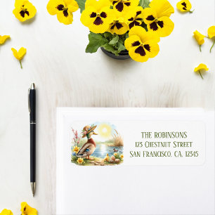 Spring Watercolor Duck Return Address Label