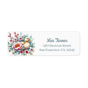 Spring Watercolor Duckling Return Address Label