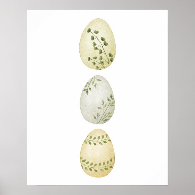 Spring Watercolor, Easter Egg Wall Art Poster (Front)