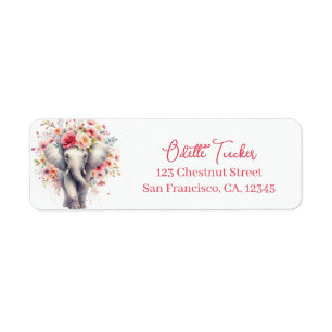 Spring Watercolor Elephant Return Address Label