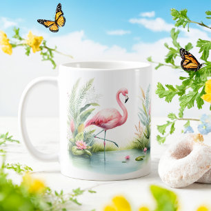 Spring Watercolor Flamingo - Kid Mug