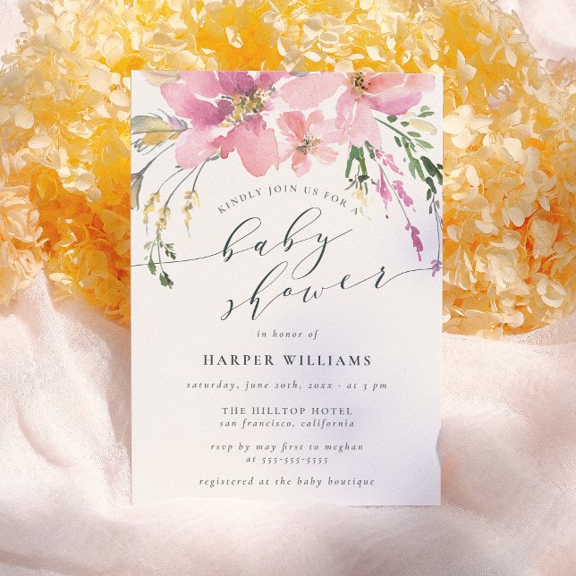 Spring Watercolor Floral Baby Shower Invitation (Creator Uploaded)