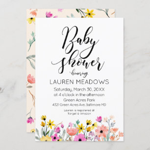 Spring Watercolor Floral Baby Shower Invitation