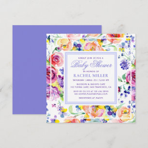 Spring Watercolor Floral Baby Shower Invitations