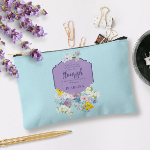 Spring Watercolor Floral Bible Verse Personalised Accessory Pouch