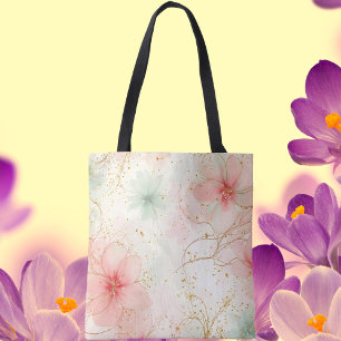 Spring Watercolor Floral Garden Tote Bag