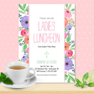 Spring Watercolor Floral Ladies Church Luncheon Invitation