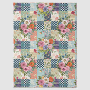 Spring Watercolor Floral Patchwork Decoupage Paper