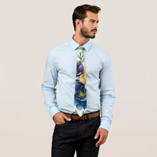 Spring Watercolor Floral Print Tie
