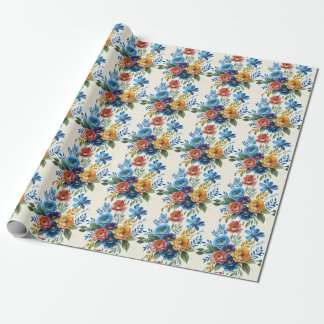 Spring Watercolor Floral Print Wrapping Paper