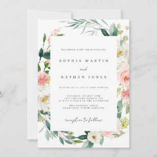 Spring Watercolor Floral Wedding Invitation