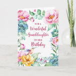 Spring Watercolor Flowers Granddaughter Birthday Card<br><div class="desc">Birthday card for granddaughter with vintage colourful watercolor flowers and thoughtful verse.</div>