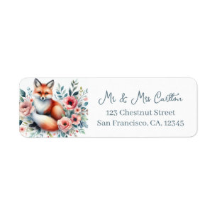 Spring Watercolor Fox Return Address Label