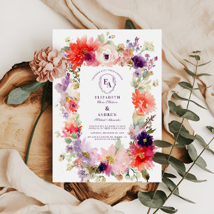 Spring Watercolor Garden Floral Wedding Invitation