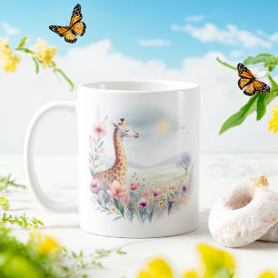 Spring Watercolor Giraffe - Kid Mug