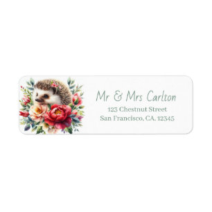 Spring Watercolor Hedgehog Return Address Label