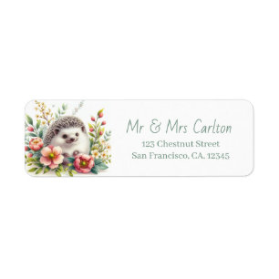 Spring Watercolor Hedgehog Return Address Label