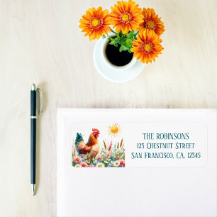 Spring Watercolor Hen Return Address Label