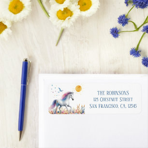 Spring Watercolor Horse Return Address Label