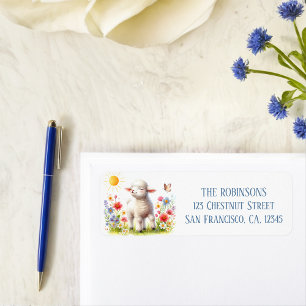 Spring Watercolor Lamb Return Address Label