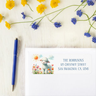 Spring Watercolor Lamb Return Address Label