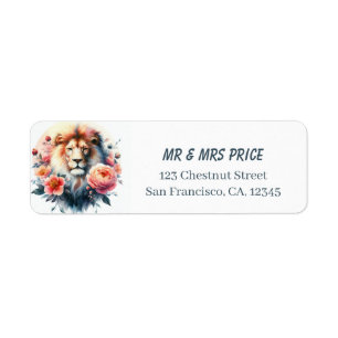 Spring Watercolor Lion Return Address Label
