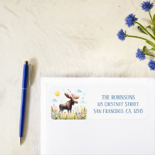 Spring Watercolor Moose Return Address Label