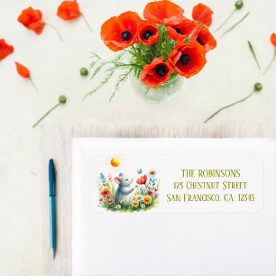 Spring Watercolor Mouse Return Address Label