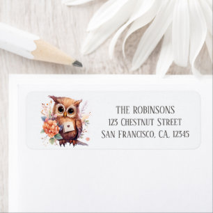Spring Watercolor Owl - Return Address Return Address Label