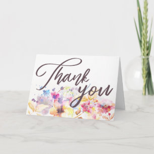 Spring Watercolor Pastel Floral   Thank You Card