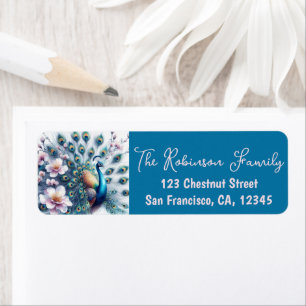 Spring Watercolor Peacock Return Address Label